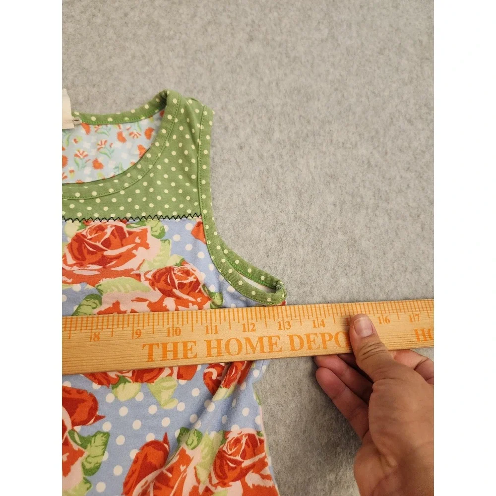 Matilda Jane Tank Dress Girls 12 Multicolor Floral Polka‎ Dot Stripe Knit Stain